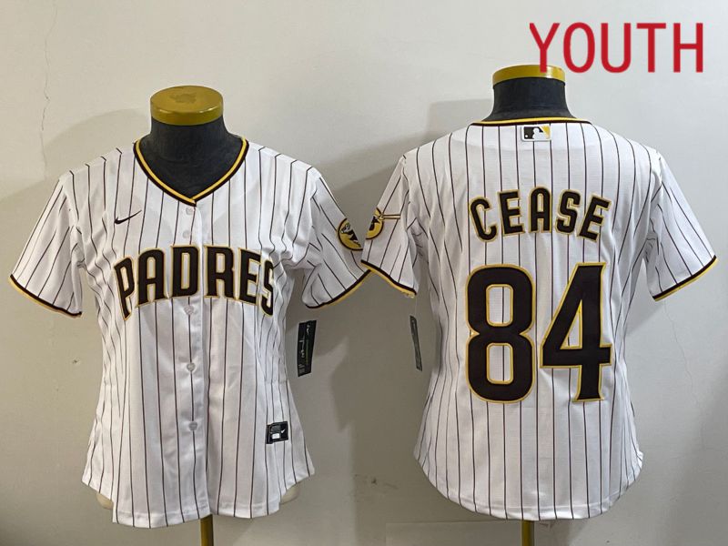 Youth San Diego Padres #84 Cease White Stripe Game 2024 Nike MLB Jersey style 11202->women mlb jersey->Women Jersey